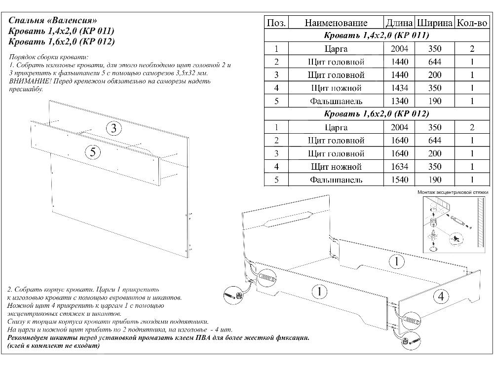 Инструкция по сбору кровати